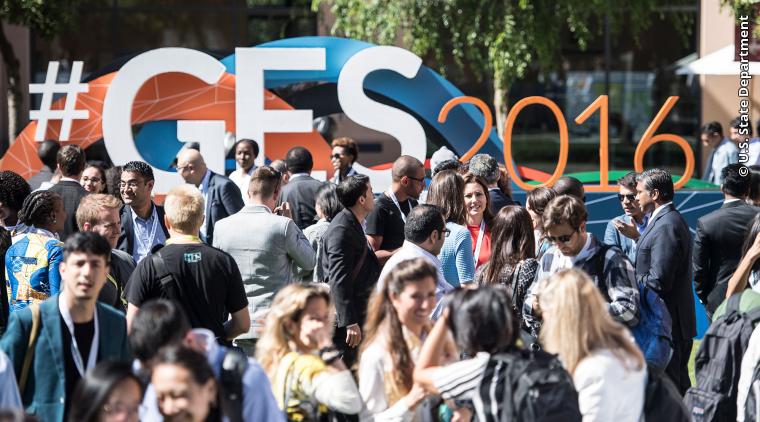 Spark the Fire GES+ Startup Pitch Competition finalists pose for a photo at GES 2016 in Silicon Valley, California.